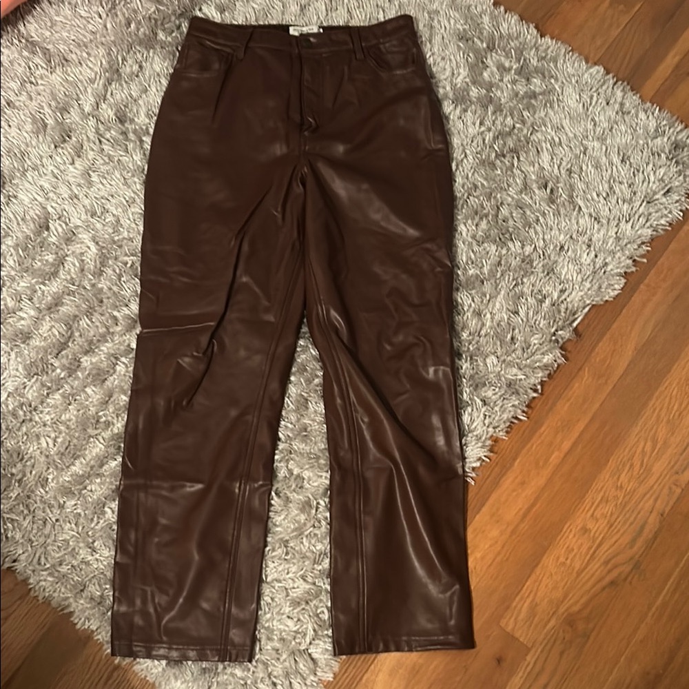 Abercrombie & Fitch Chocolate Faux Leather Pants size 31/ US 12